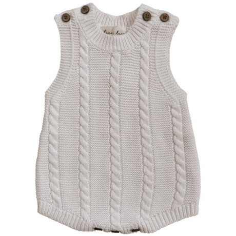 Luna + Luca Cable Knit Summer Romper - White - HoneyBug 