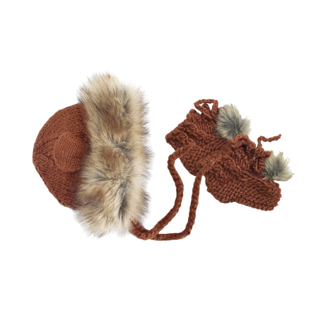 Baby Lion Hat and Booties Set - Cinnamon - HoneyBug 