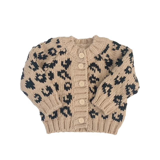 Cheetah Cardigan - Latte/Black - HoneyBug 