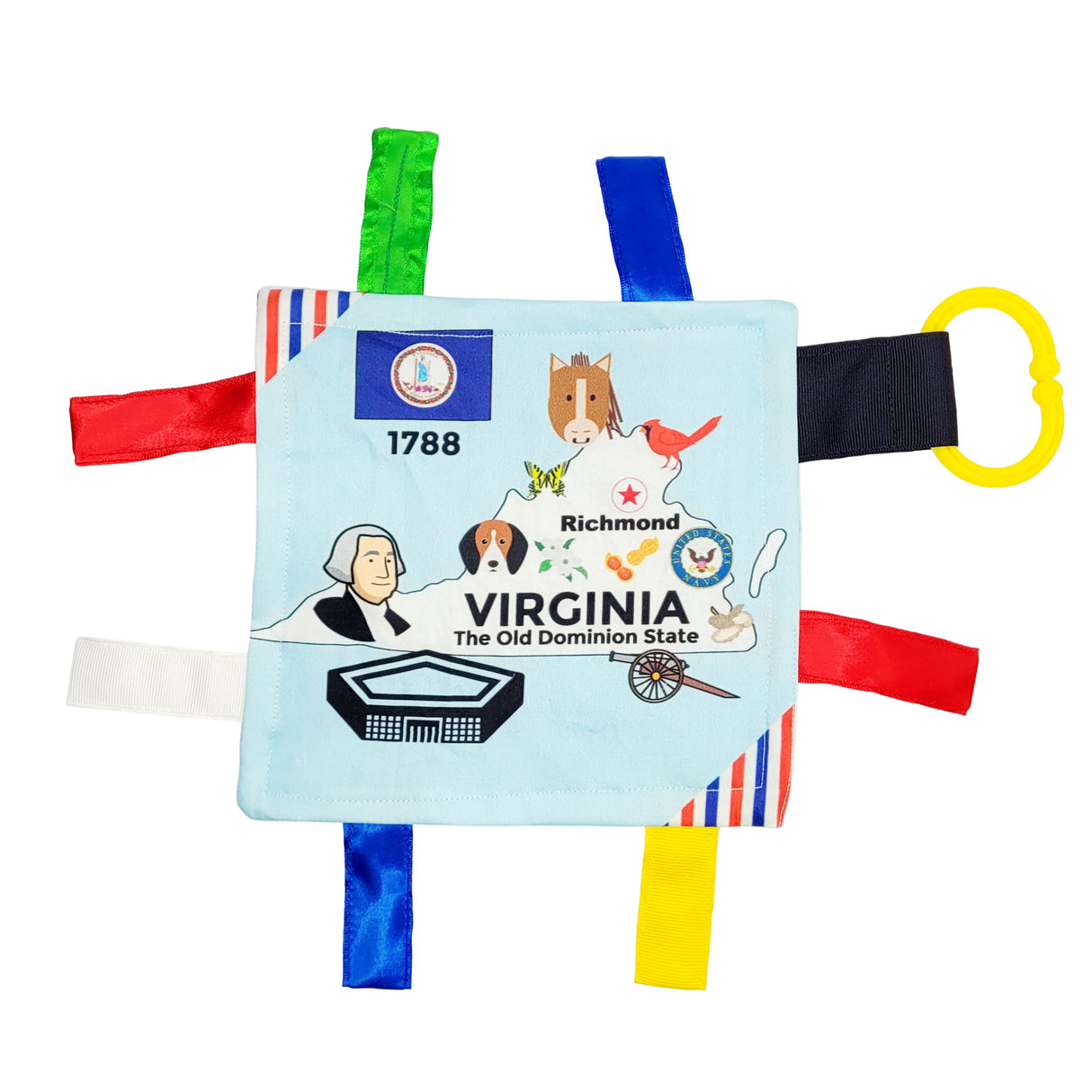 Virginia State Tag Toy Crinkle Square - HoneyBug 