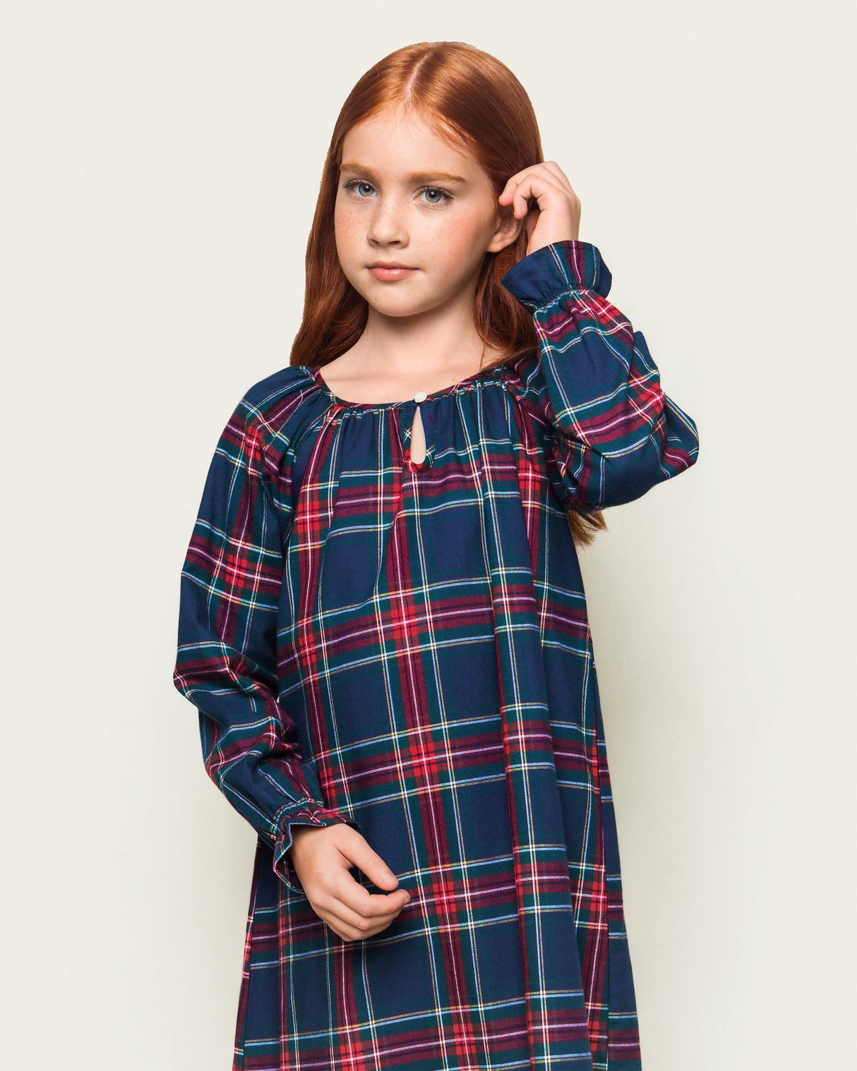Girl's Brushed Twill Delphine Nightgown in Windsor Tartan - HoneyBug 