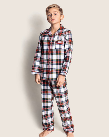 Kid's Brushed Twill Pajama Set in Balmoral Tartan - HoneyBug 