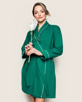 Women's Flannel Robe in Forest Green