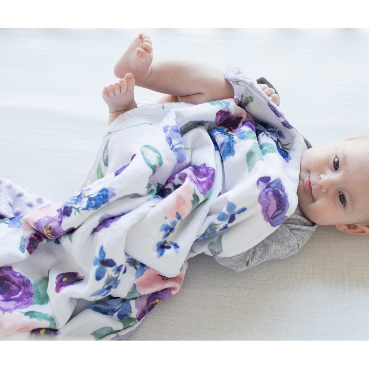 Premium Baby & Toddler Blanket - Purple & Blush Floral