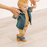 Corduroy Cowgirl Knotted Bow Baby Shoe - HoneyBug 