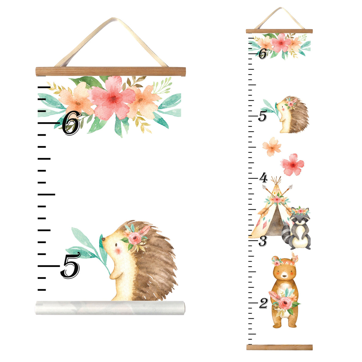 Canvas Kids Growth Chart - Woodland Tribe