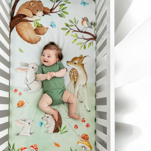 Enchanted Forest Standard Size Crib Sheet - HoneyBug 