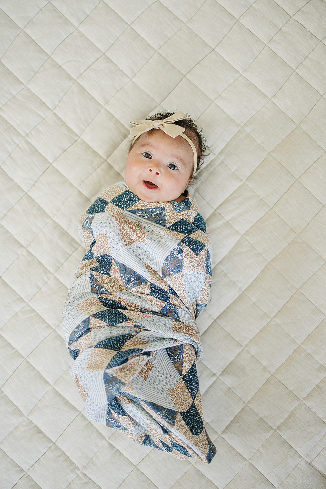 Patchwork Print Muslin Swaddle Blanket - HoneyBug 