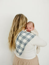 Dusty Blue Gingham Muslin Burp Cloth - HoneyBug 