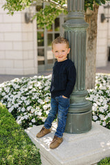 Navy Cable Knit Sweater - HoneyBug 