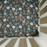 Midnight Floral Muslin Crib Sheet - HoneyBug 