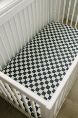 Charcoal Checkered Muslin Crib Sheet - HoneyBug 