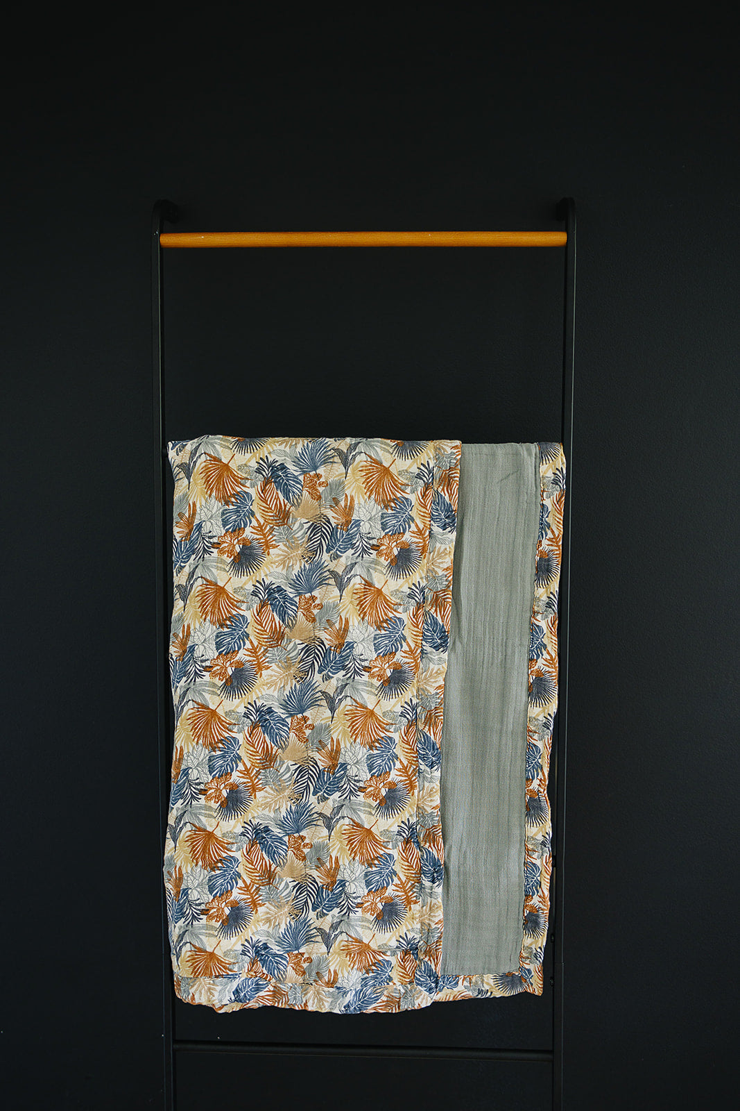 Paradise Palms+ Dusty Blue Muslin Quilt - HoneyBug 