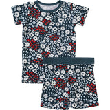 Americana Floral Ribbed Bamboo Cozy Short Set - HoneyBug 