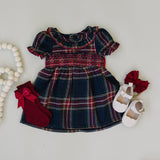 Christmas Plaid Smocked Dress - HoneyBug 
