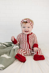 Red Stripes Bamboo Zipper - HoneyBug 