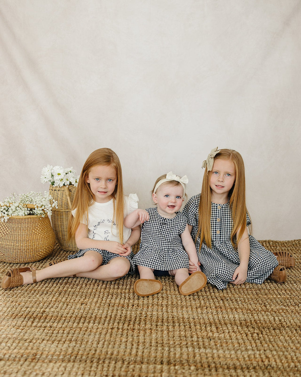 Navy Gingham Linen Cotton Dress - HoneyBug 