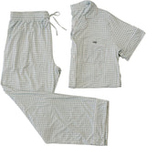 Women's Light Blue Gingham Pajama Set - HoneyBug 