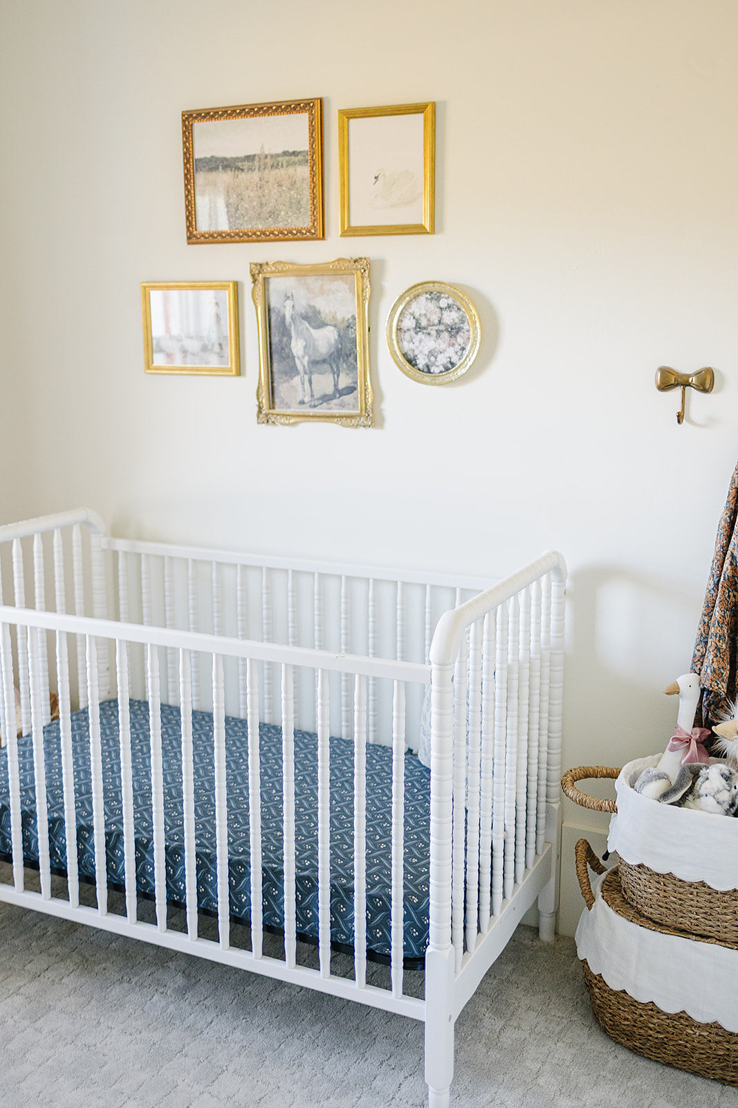 Navy Berry Muslin Crib Sheet - HoneyBug 