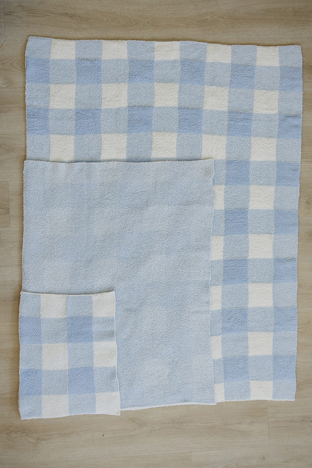 Light Blue Plaid Plush Blanket - HoneyBug 