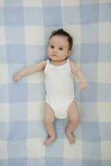 Light Blue Plaid Plush Blanket - HoneyBug 