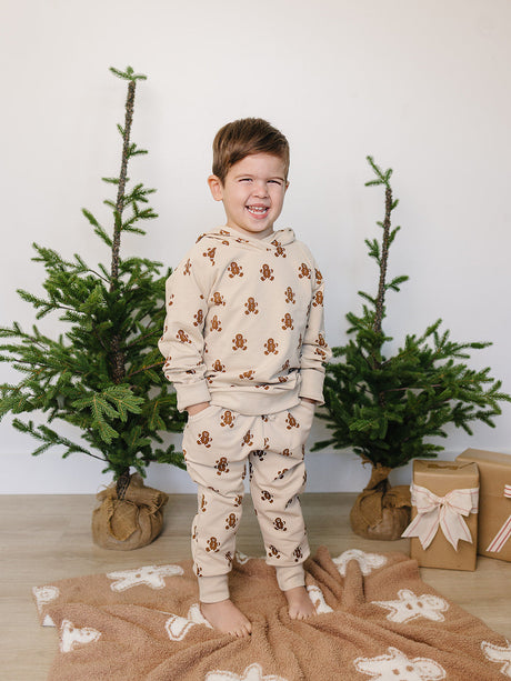 Gingerbread Hooded French Terry Set - HoneyBug 