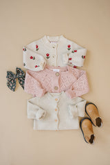 Pink Pointelle Button Down Cardigan - HoneyBug 