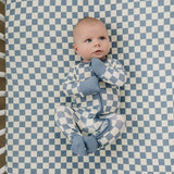 Blue Checkered Bamboo Zipper