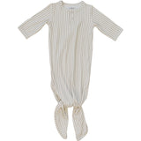 Taupe Stripe Ribbed Bamboo Knot Gown - HoneyBug 