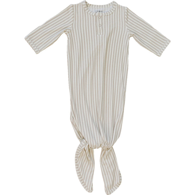 Taupe Stripe Ribbed Bamboo Knot Gown - HoneyBug 