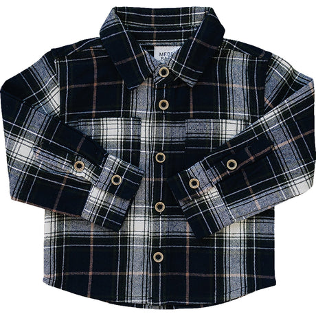 Navy Plaid Button Up Shirt - HoneyBug 