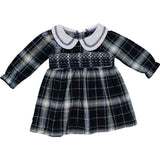 Navy Plaid Smocked Dress - HoneyBug 