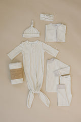 Taupe Stripe Ribbed Bamboo Cozy Set - HoneyBug 