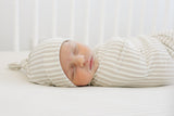 Taupe Stripe Ribbed Bamboo Newborn Knot Hat - HoneyBug 