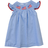 Flag Gingham Smocked Dress - HoneyBug 