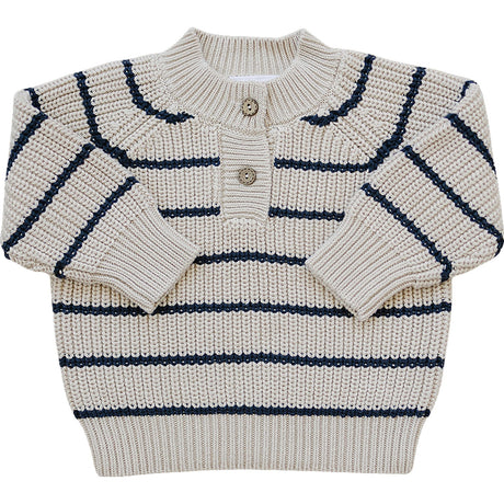 Stripe Button Knit Sweater - HoneyBug 