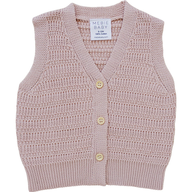 Pink Knit Button Down Vest - HoneyBug 
