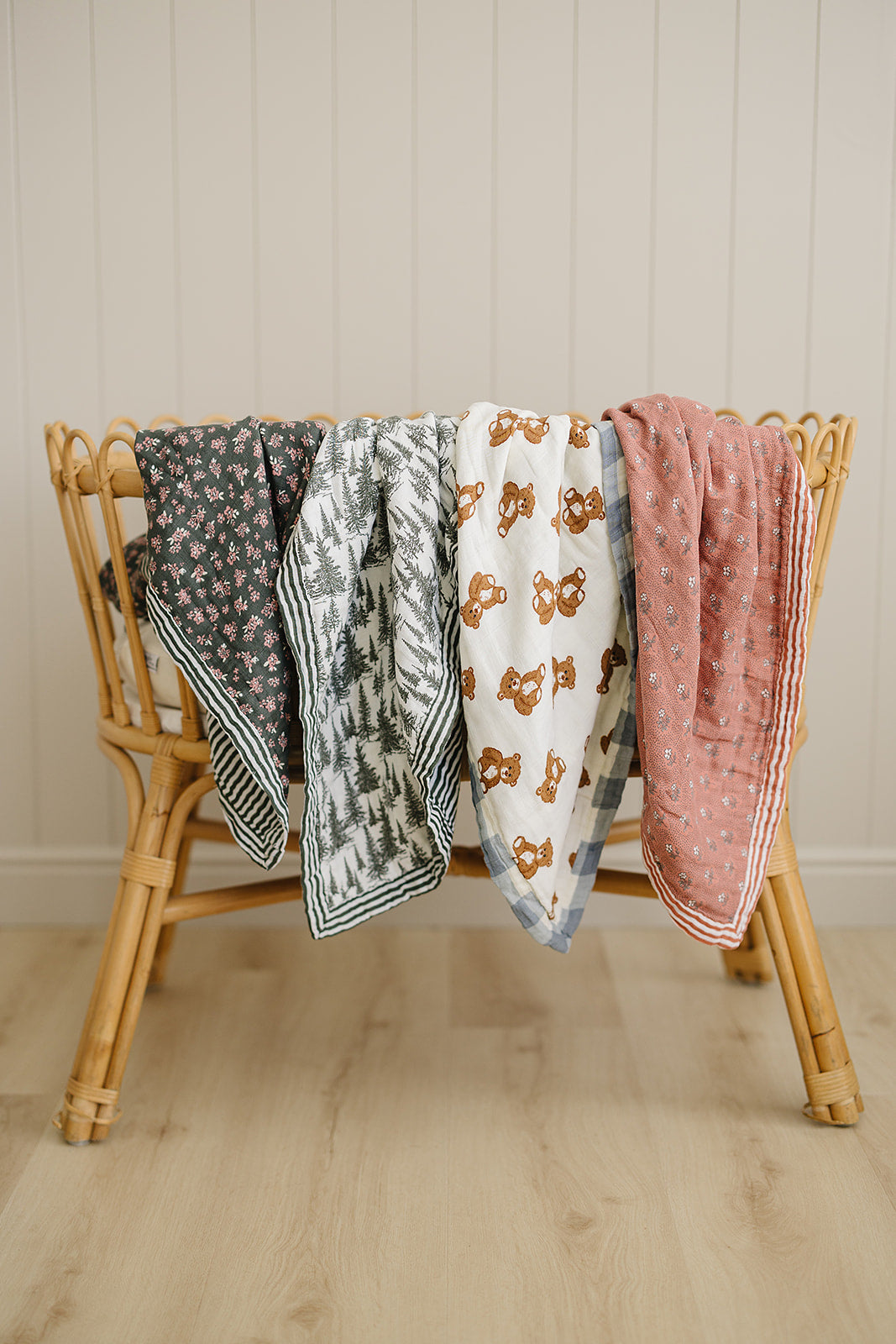 Vintage Pink Floral + Pink Stripes Muslin Quilt - HoneyBug 