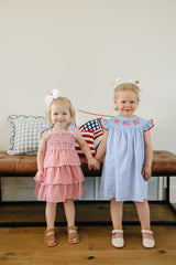 Flag Gingham Smocked Dress - HoneyBug 