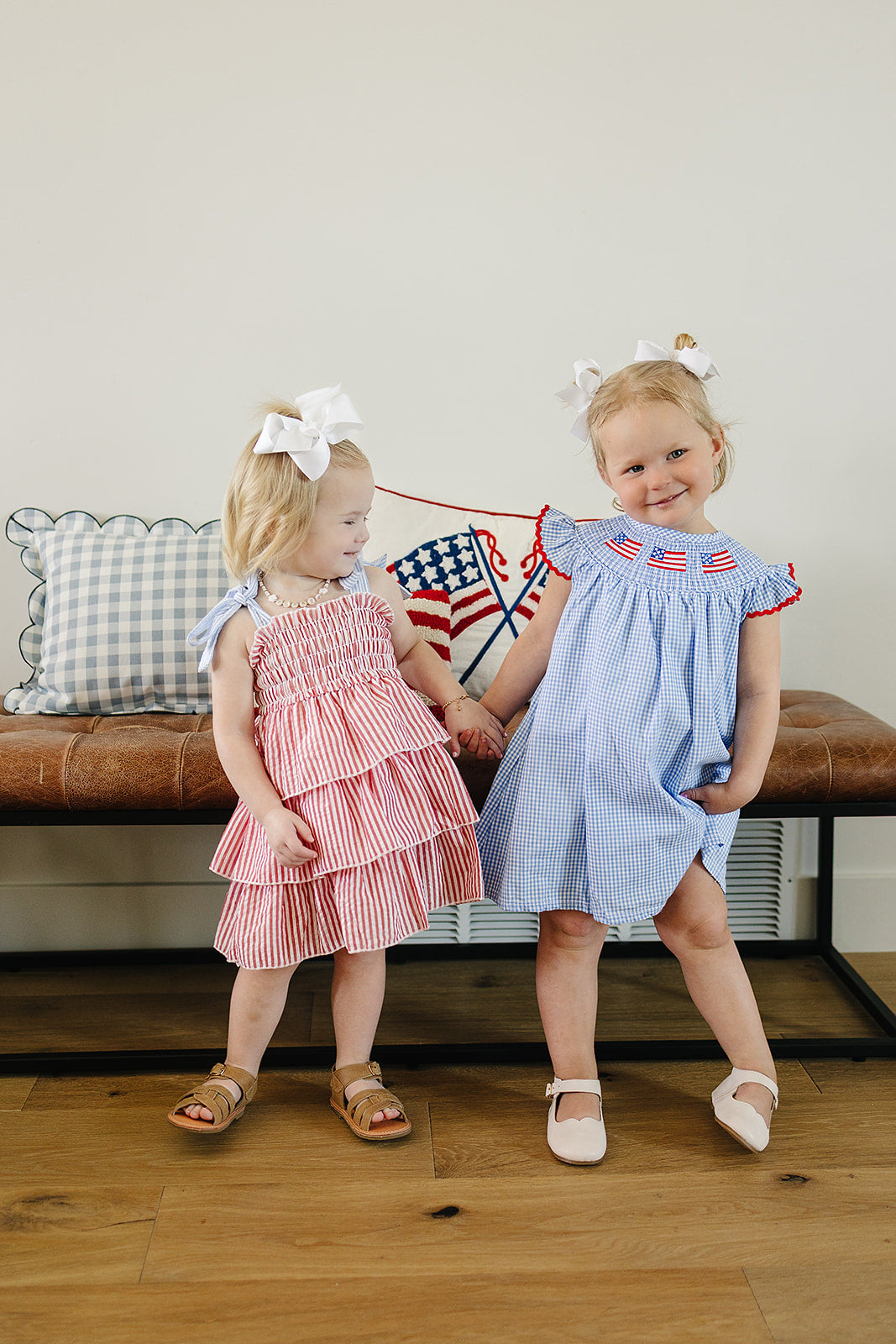 Flag Gingham Smocked Dress - HoneyBug 