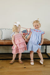 Flag Gingham Smocked Dress - HoneyBug 