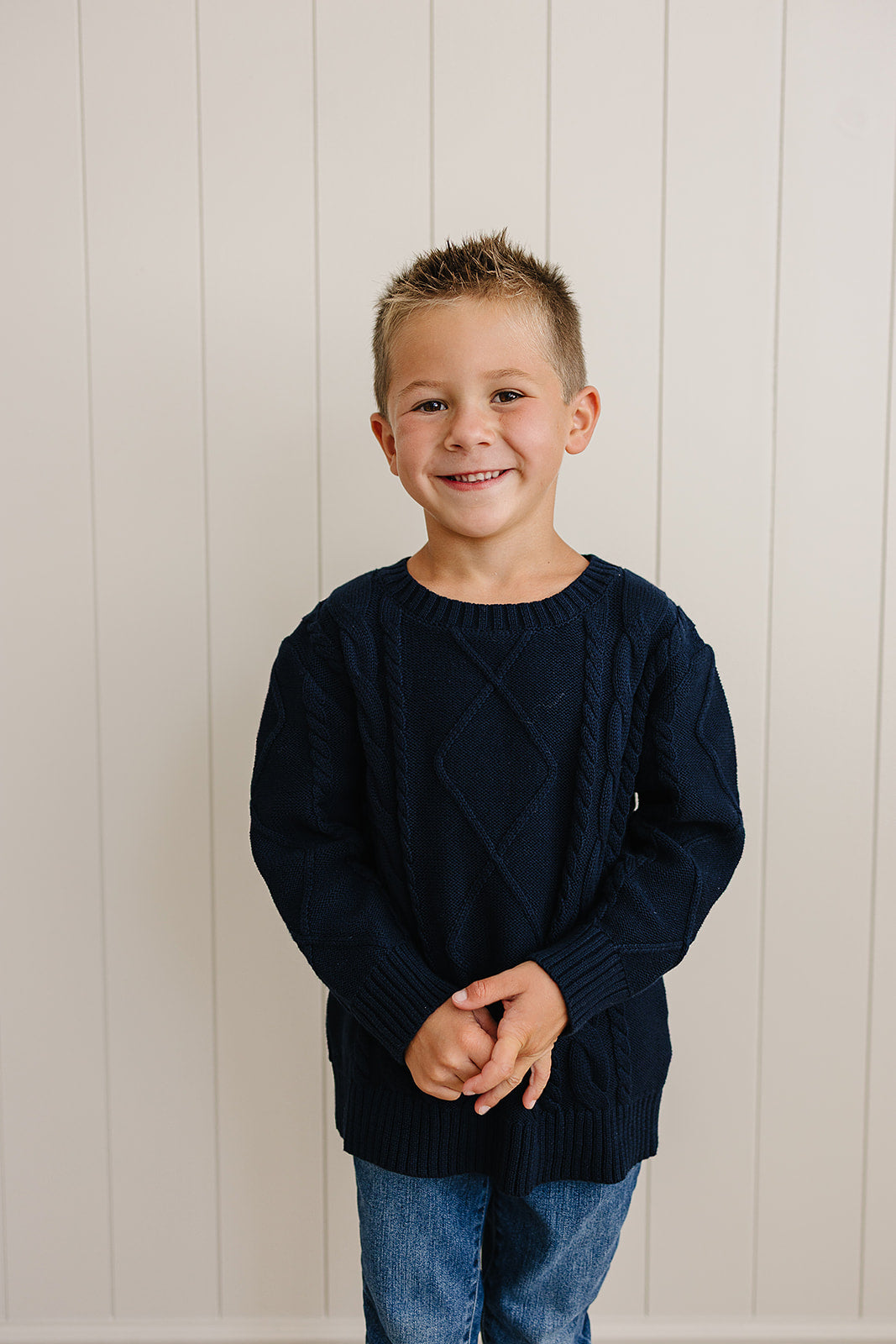 Navy Cable Knit Sweater - HoneyBug 