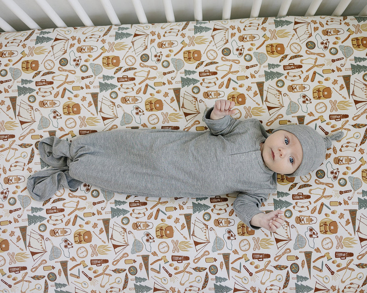 Heather Grey Ribbed Bamboo Knot Gown - HoneyBug 