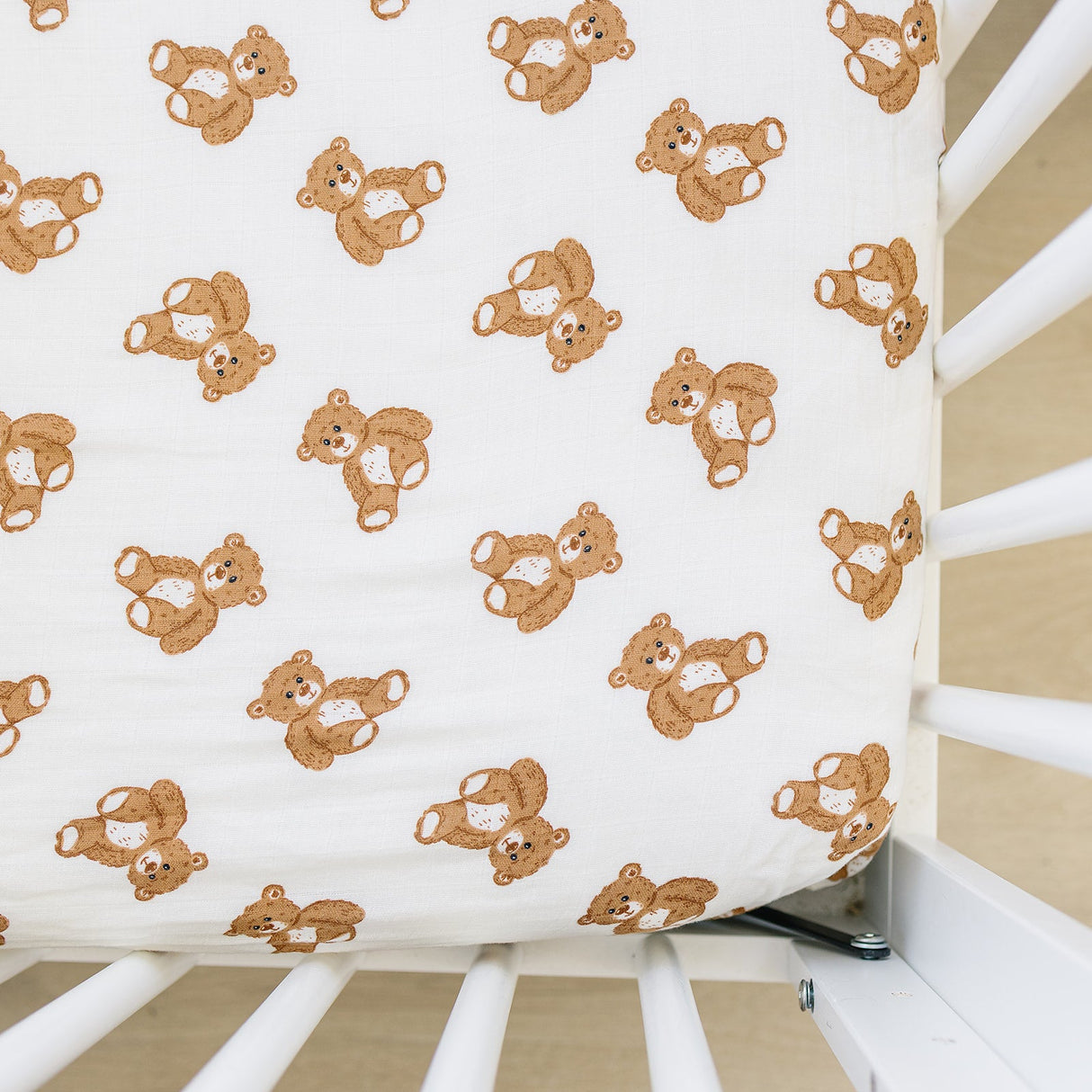 Teddy Bear Muslin Crib Sheet - HoneyBug 