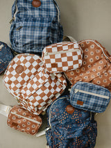 Navy Plaid Mini Backpack - HoneyBug 