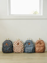 Navy Plaid Mini Backpack - HoneyBug 