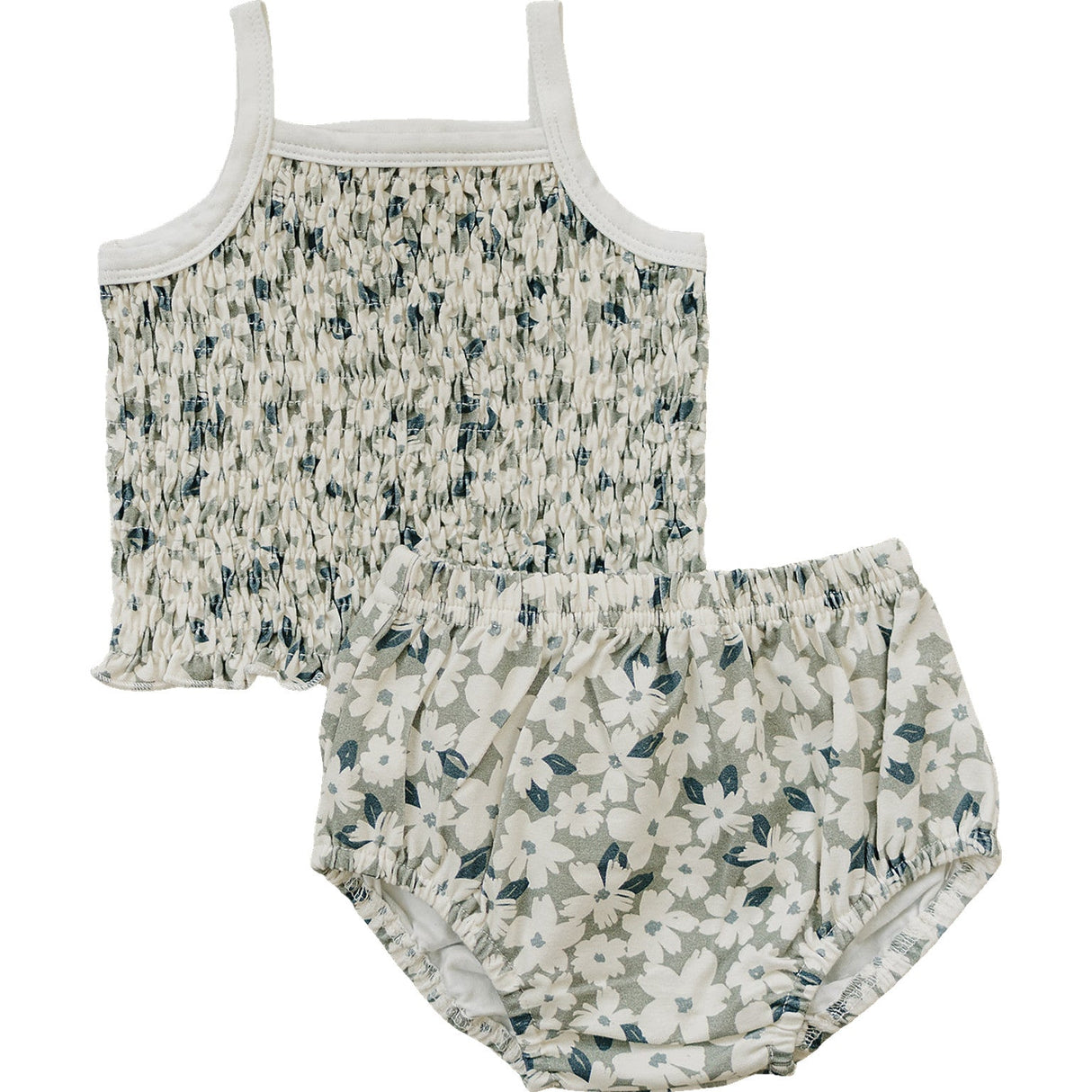 Ruched Floral Bloomer Set - HoneyBug 