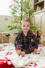Christmas Plaid Collared Pajama Set - HoneyBug 