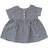 Navy Gingham Linen Cotton Dress - HoneyBug 