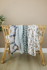 Blue Blossom Muslin Swaddle Blanket - HoneyBug 